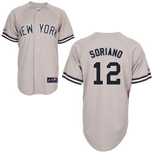 Alfonso Soriano #12 MLB Jersey-New York Yankees Men's Authentic Replica Gray Road Baseball Jersey